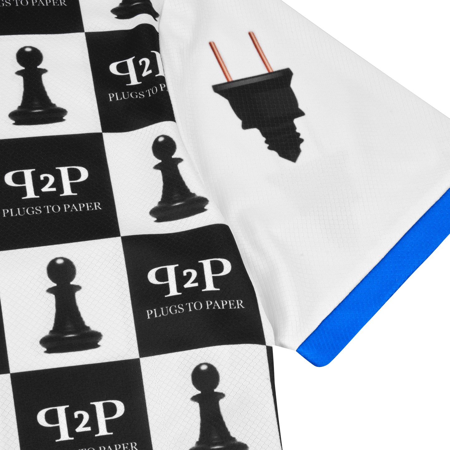 PLUGS TO PAPER Chessboard Polo Shirt - Blue