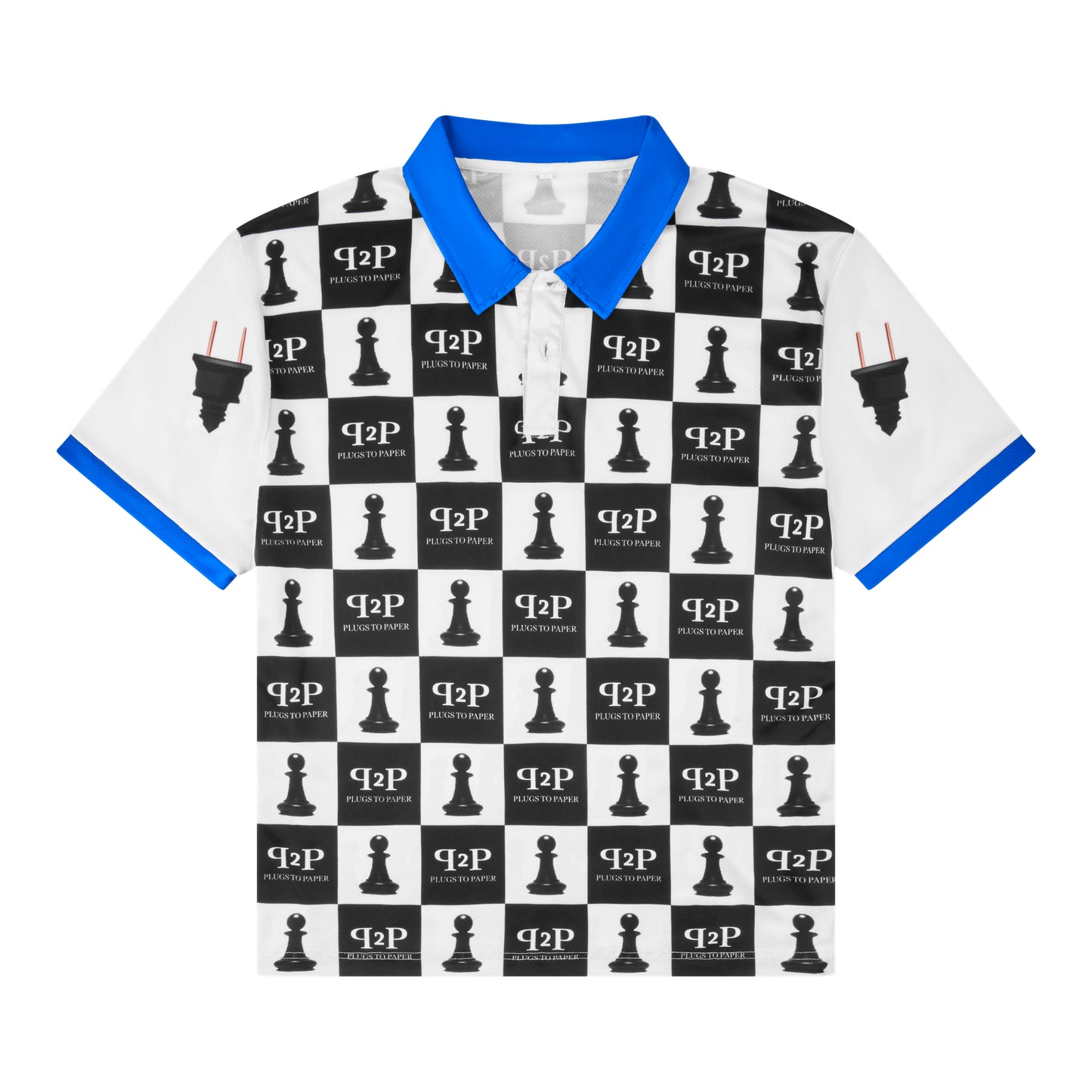 PLUGS TO PAPER Chessboard Polo Shirt - Blue