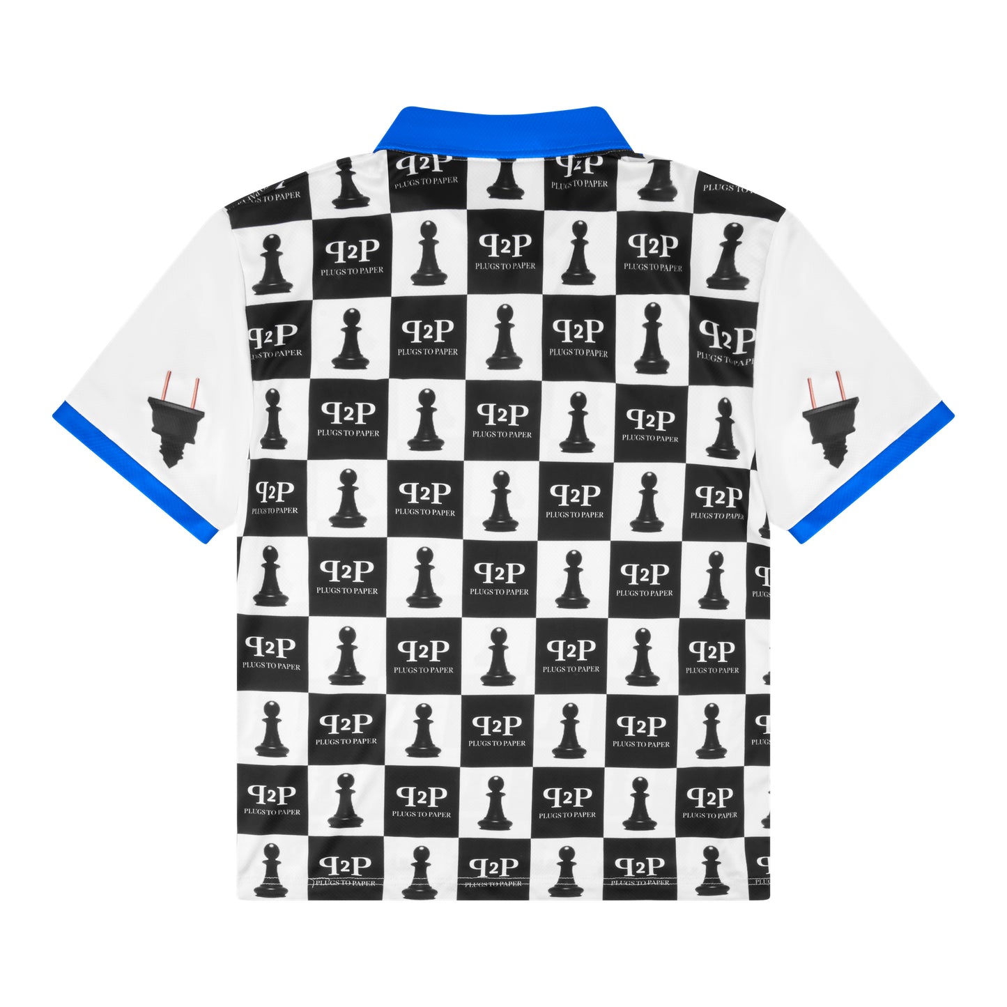 PLUGS TO PAPER Chessboard Polo Shirt - Blue