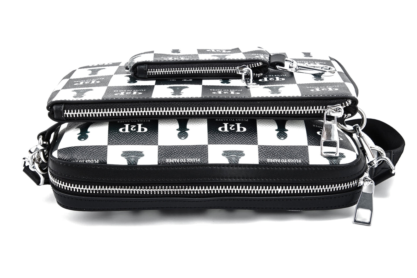 PLUGS TO PAPER Chessboard Trio Messenger Bag