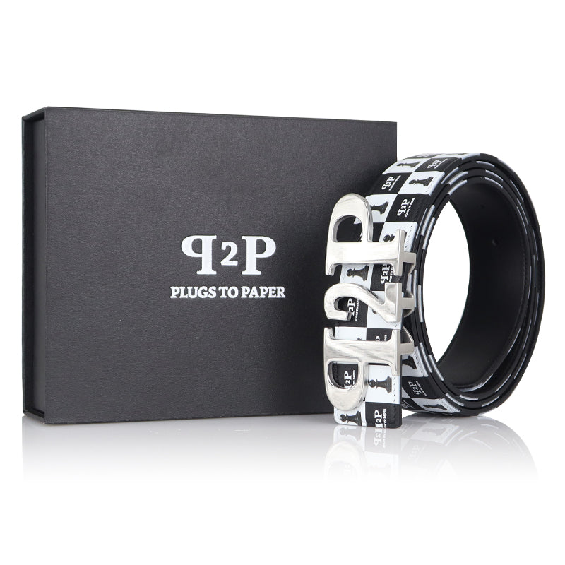 PLUGS TO PAPER Chessboard Belt - Silver Buckle