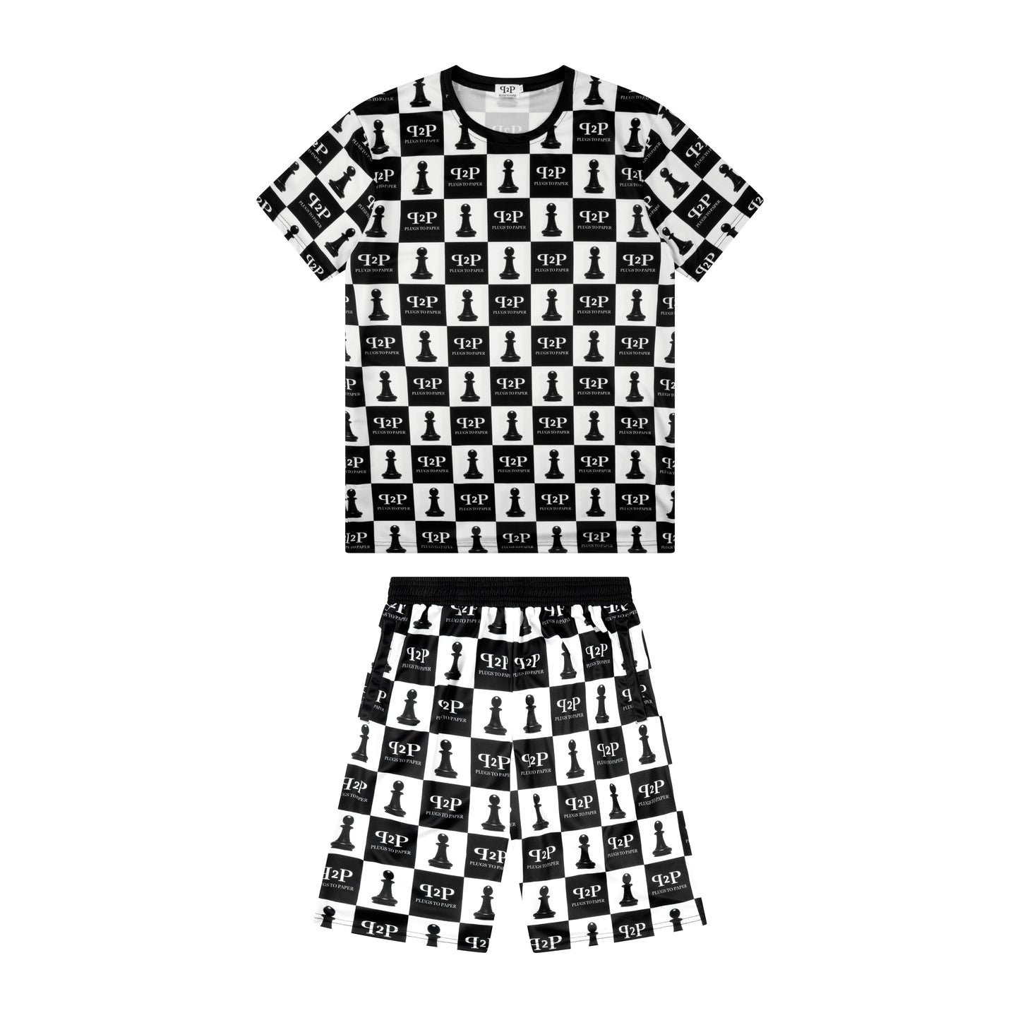 PLUGS TO PAPER Chessboard Shorts Set - Black & White