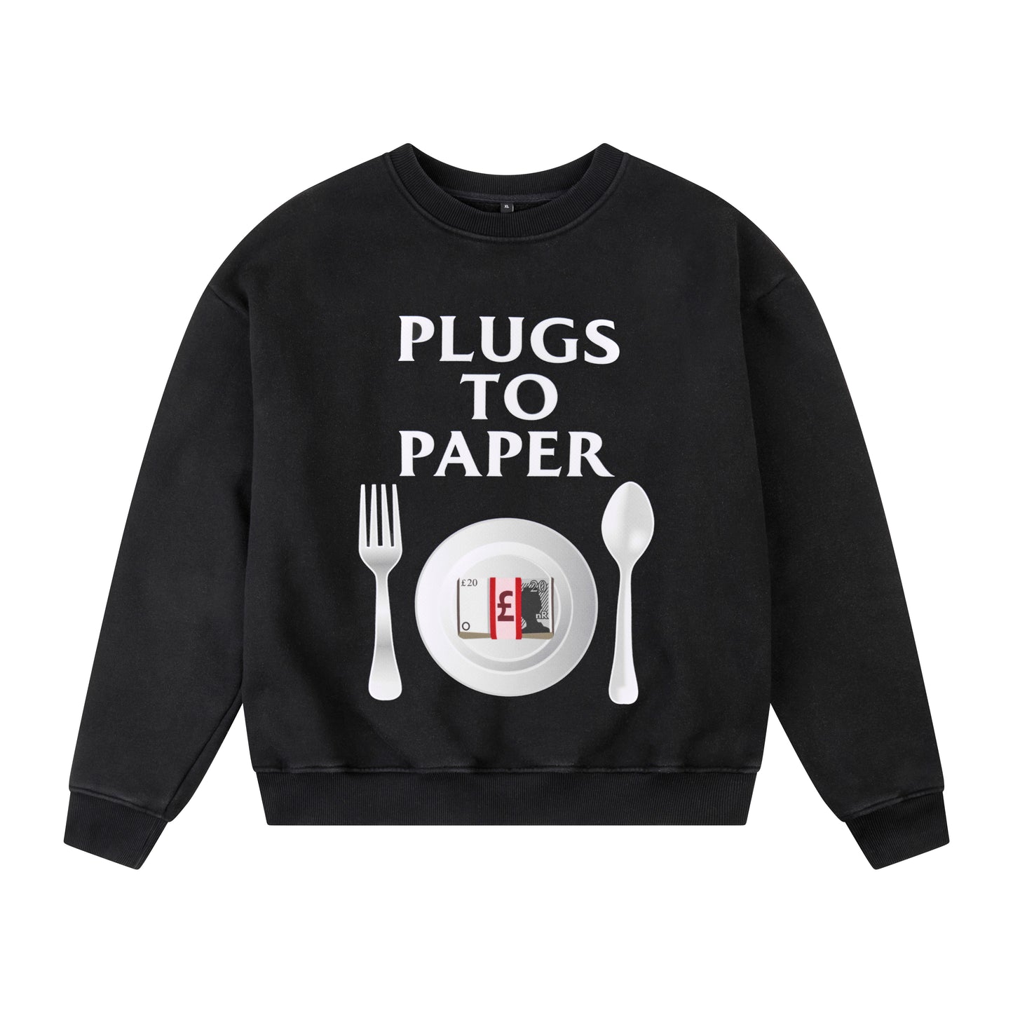 PLUGS TO PAPER EMOJI Crewneck - Black