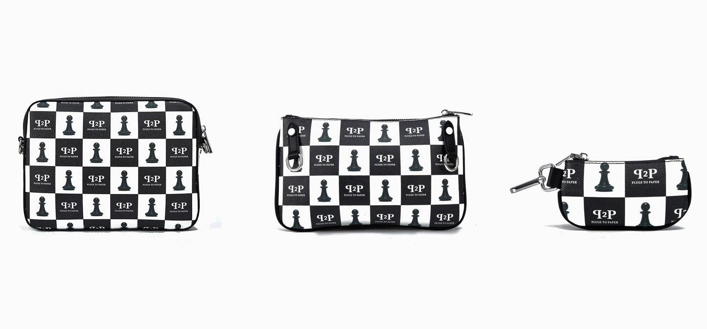 PLUGS TO PAPER Chessboard Trio Messenger Bag