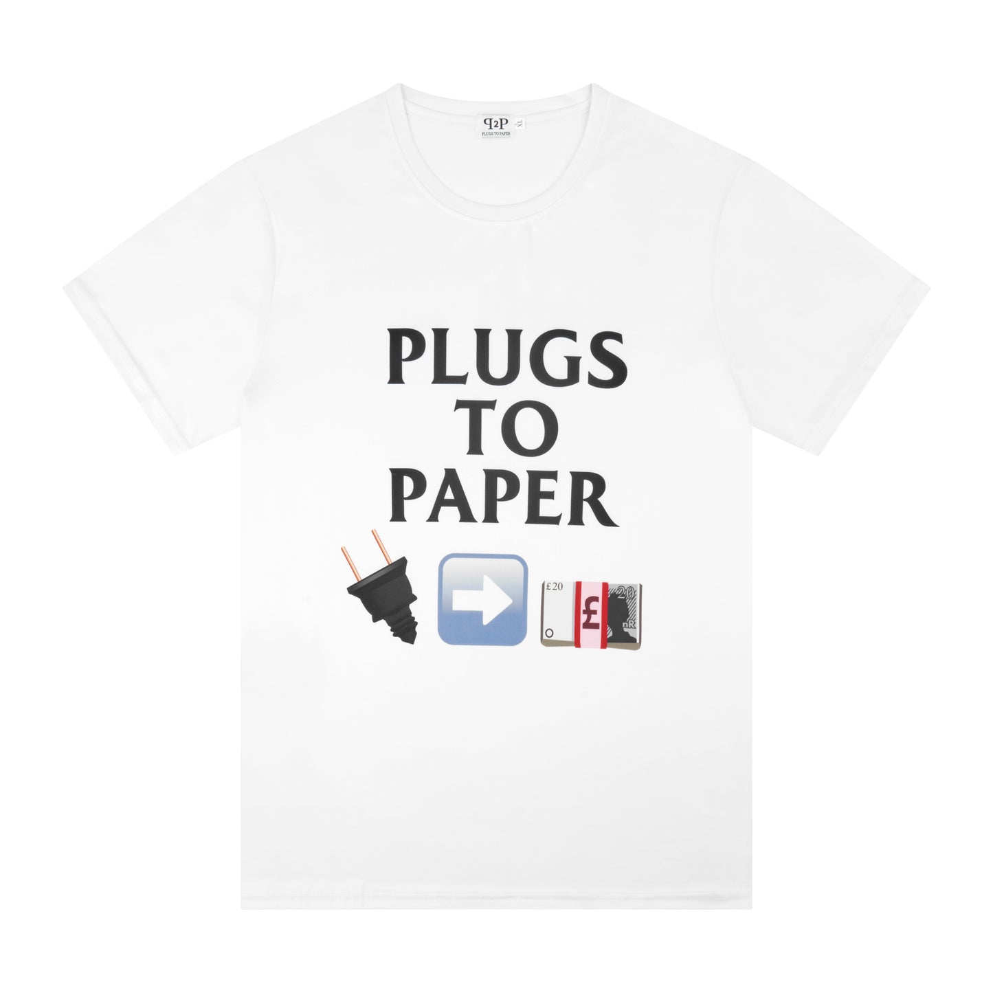 PLUGS TO PAPER EMOJI TEE - White