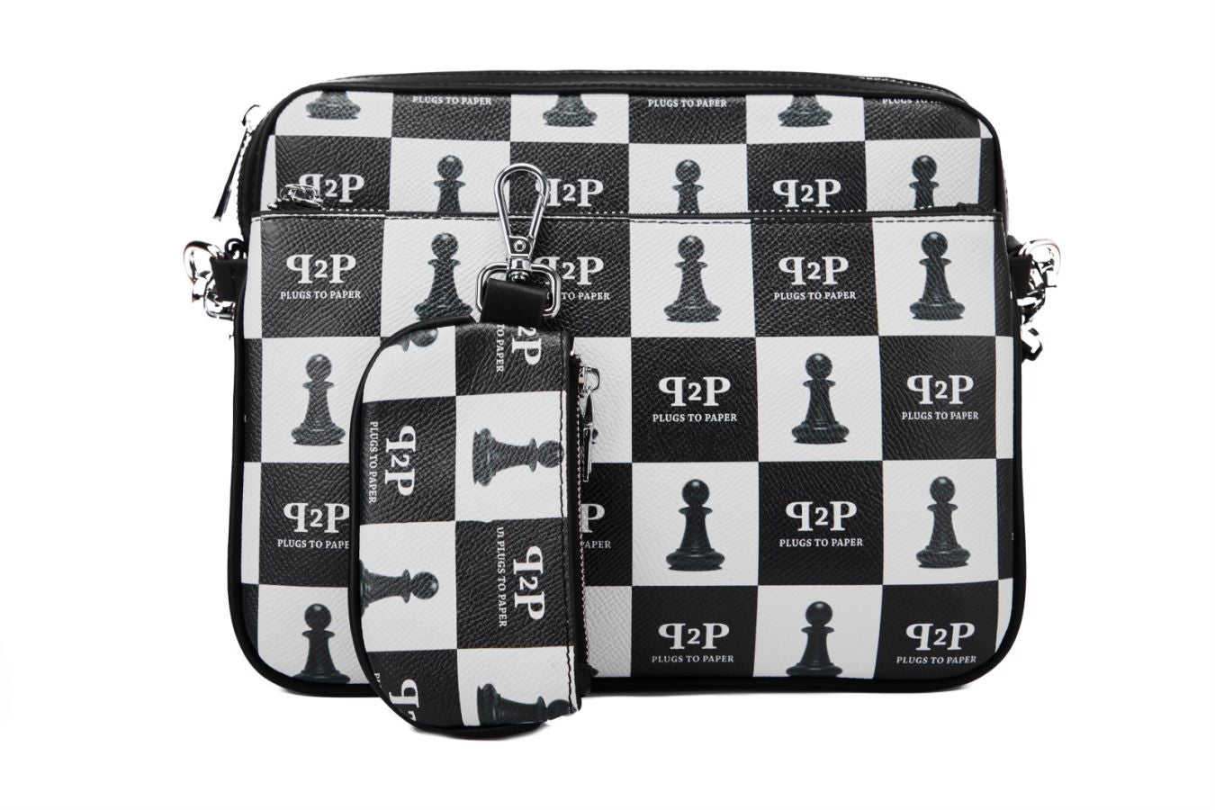 PLUGS TO PAPER Chessboard Trio Messenger Bag