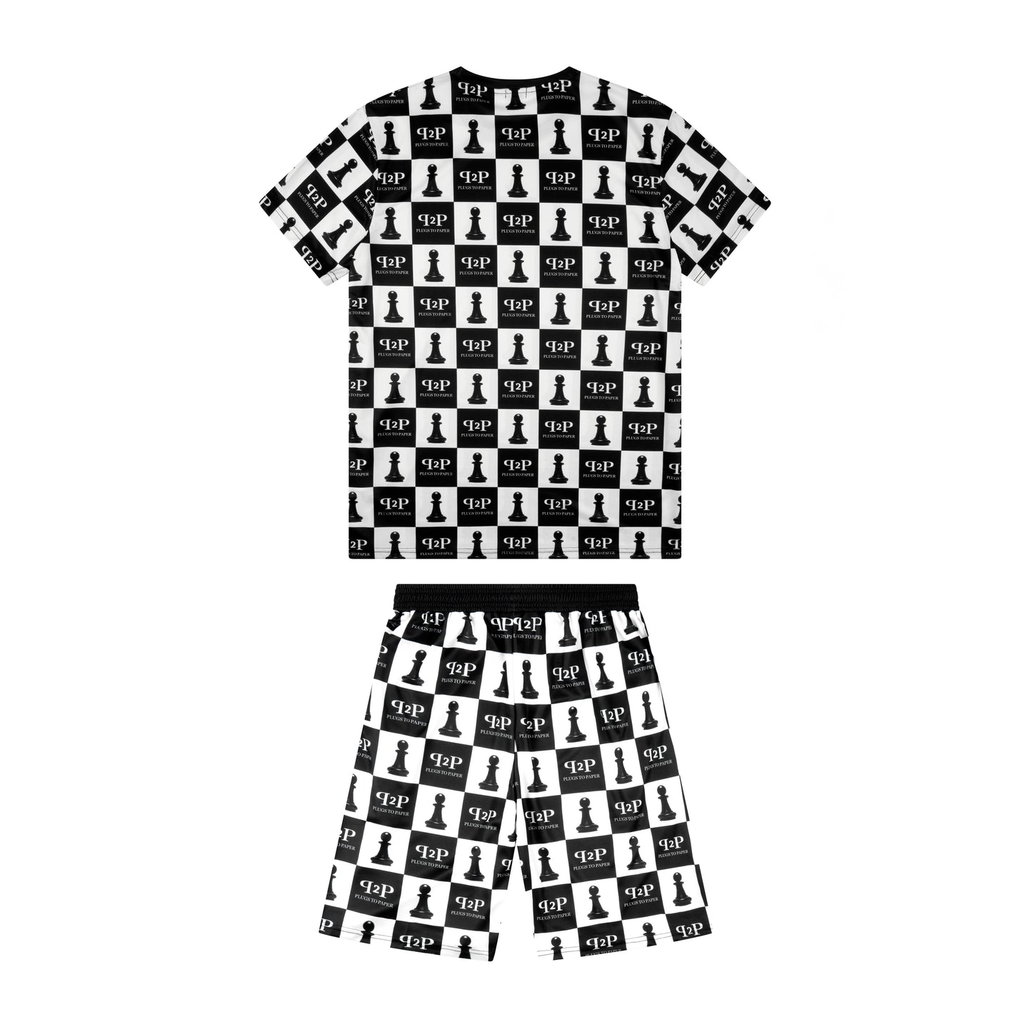 PLUGS TO PAPER Chessboard Shorts Set - Black & White