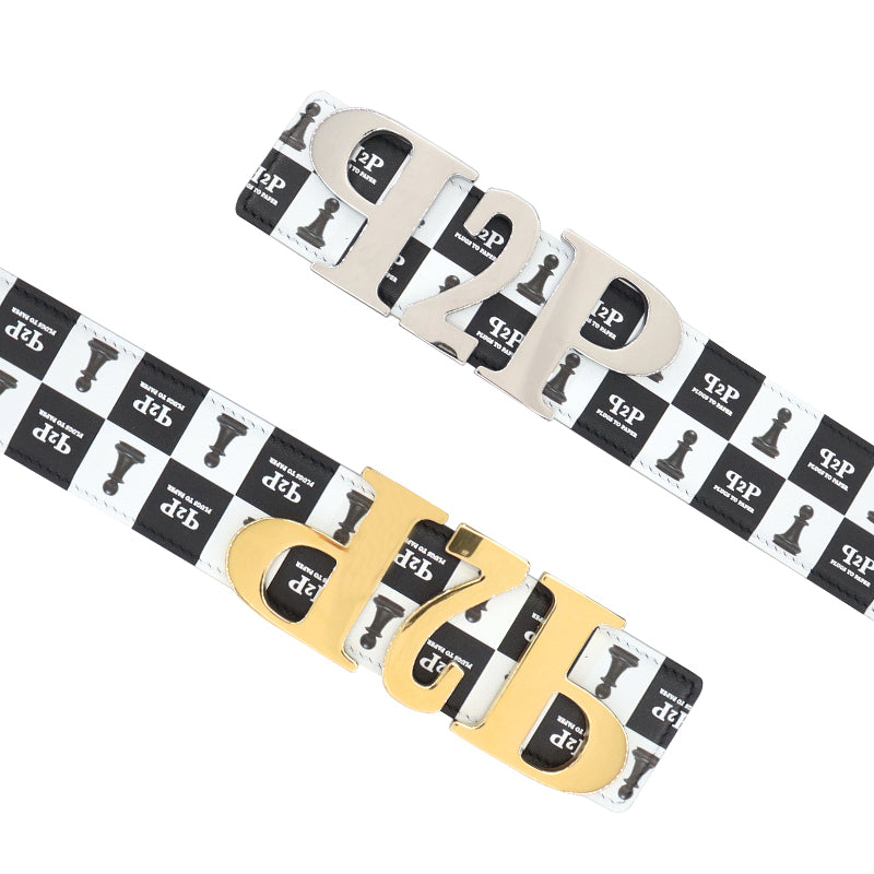 PLUGS TO PAPER Chessboard Belt - Gold Buckle