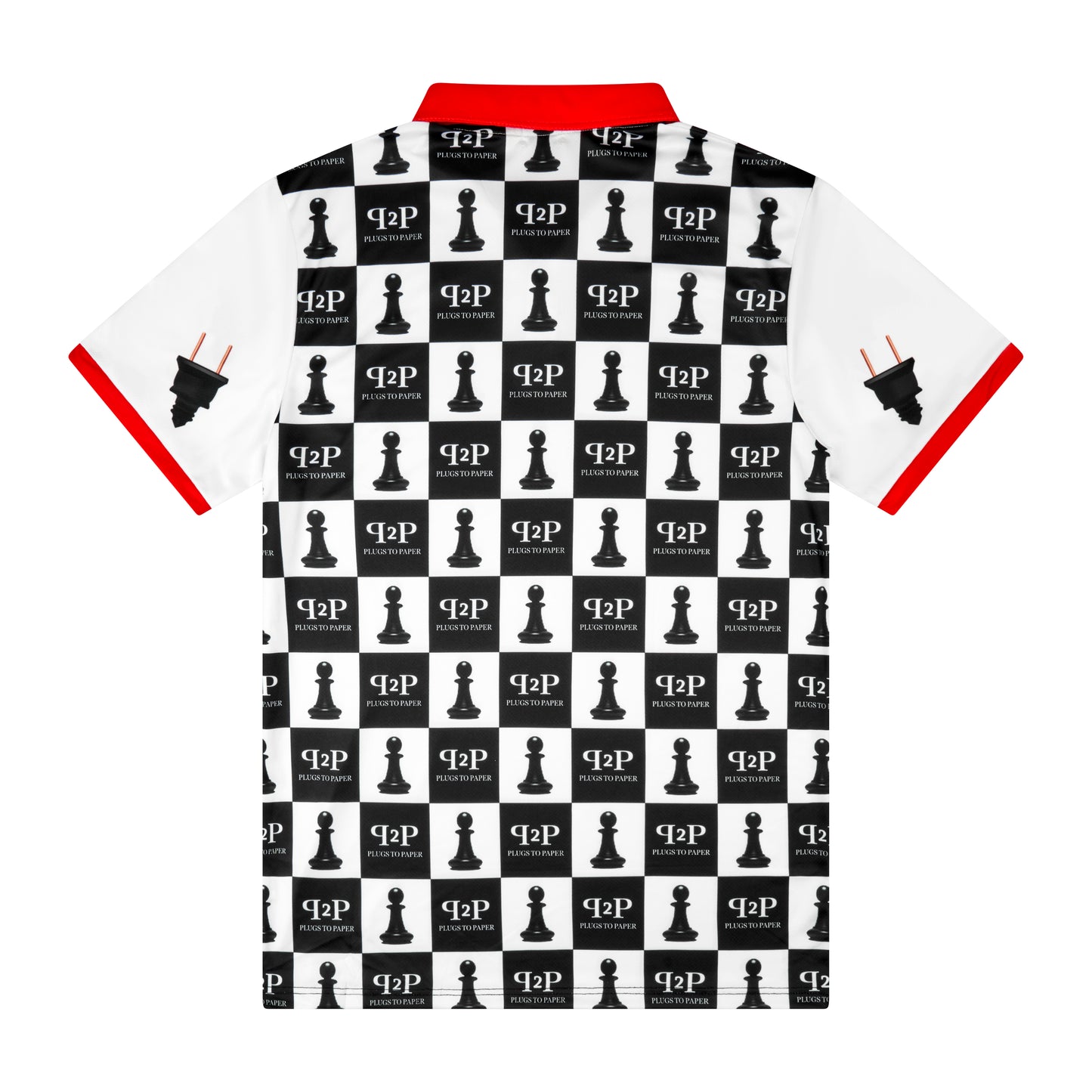 PLUGS TO PAPER Chessboard Polo Shirt - Red