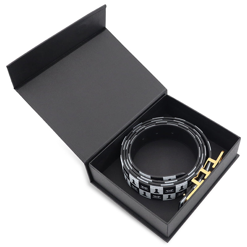 PLUGS TO PAPER Chessboard Belt - Gold Buckle