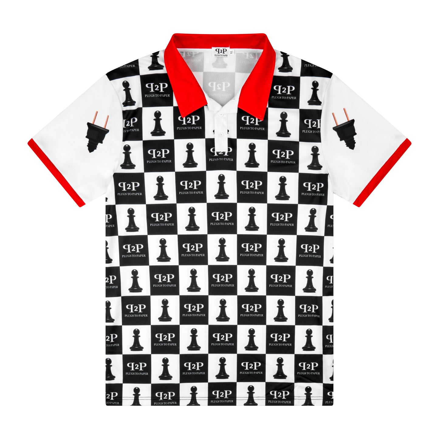 PLUGS TO PAPER Chessboard Polo Shirt - Red