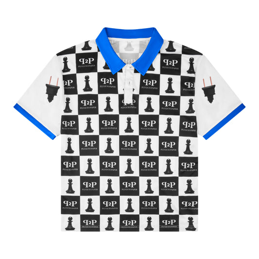 PLUGS TO PAPER Chessboard Polo Shirt - Blue