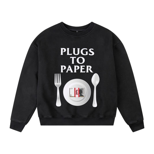 PLUGS TO PAPER EMOJI Crewneck - Black