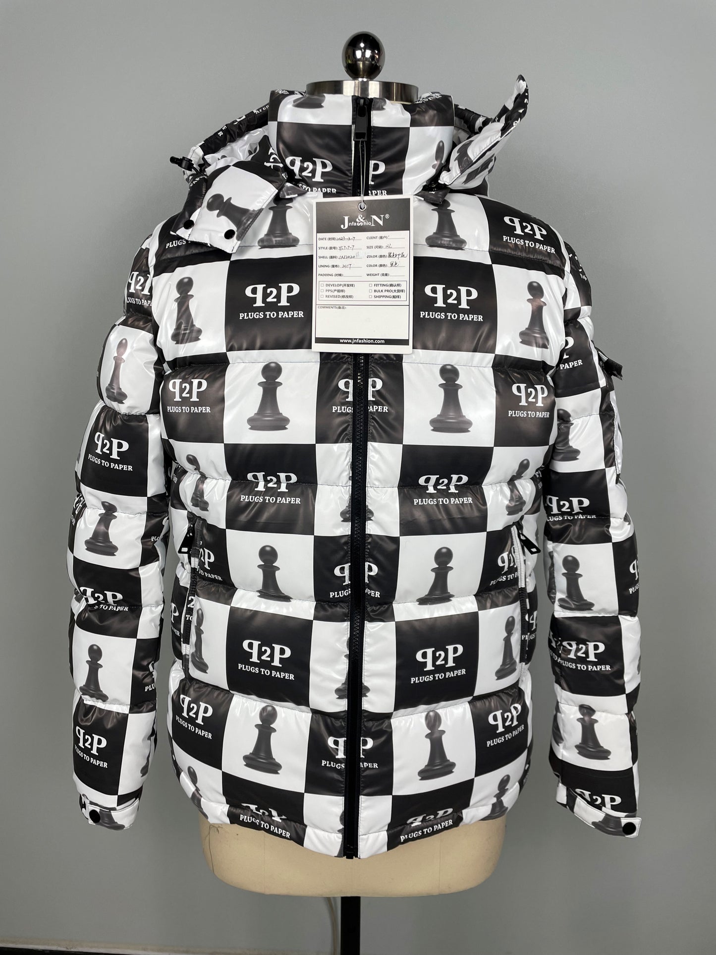 PLUGS TO PAPER Chessboard Down Jacket