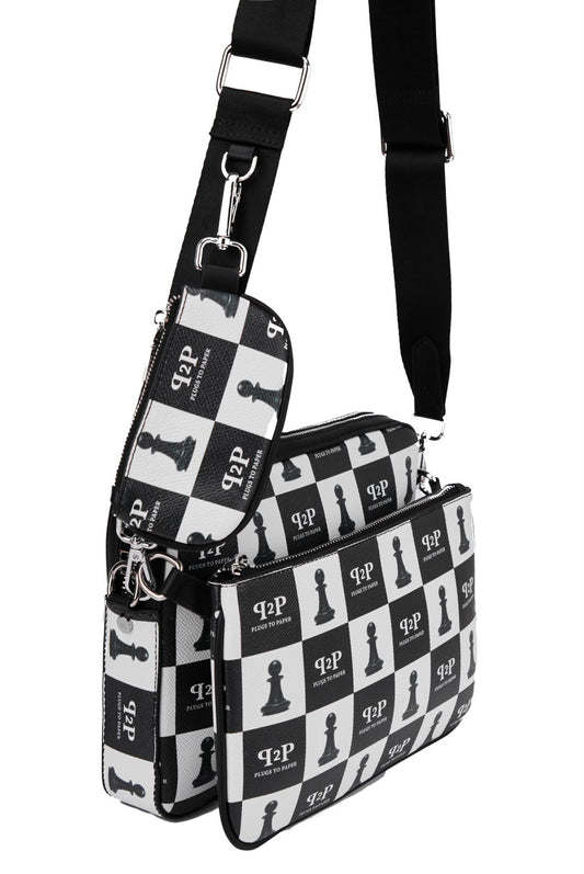 PLUGS TO PAPER Chessboard Trio Messenger Bag