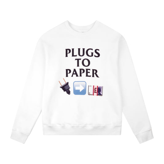 PLUGS TO PAPER EMOJI Crewneck - White